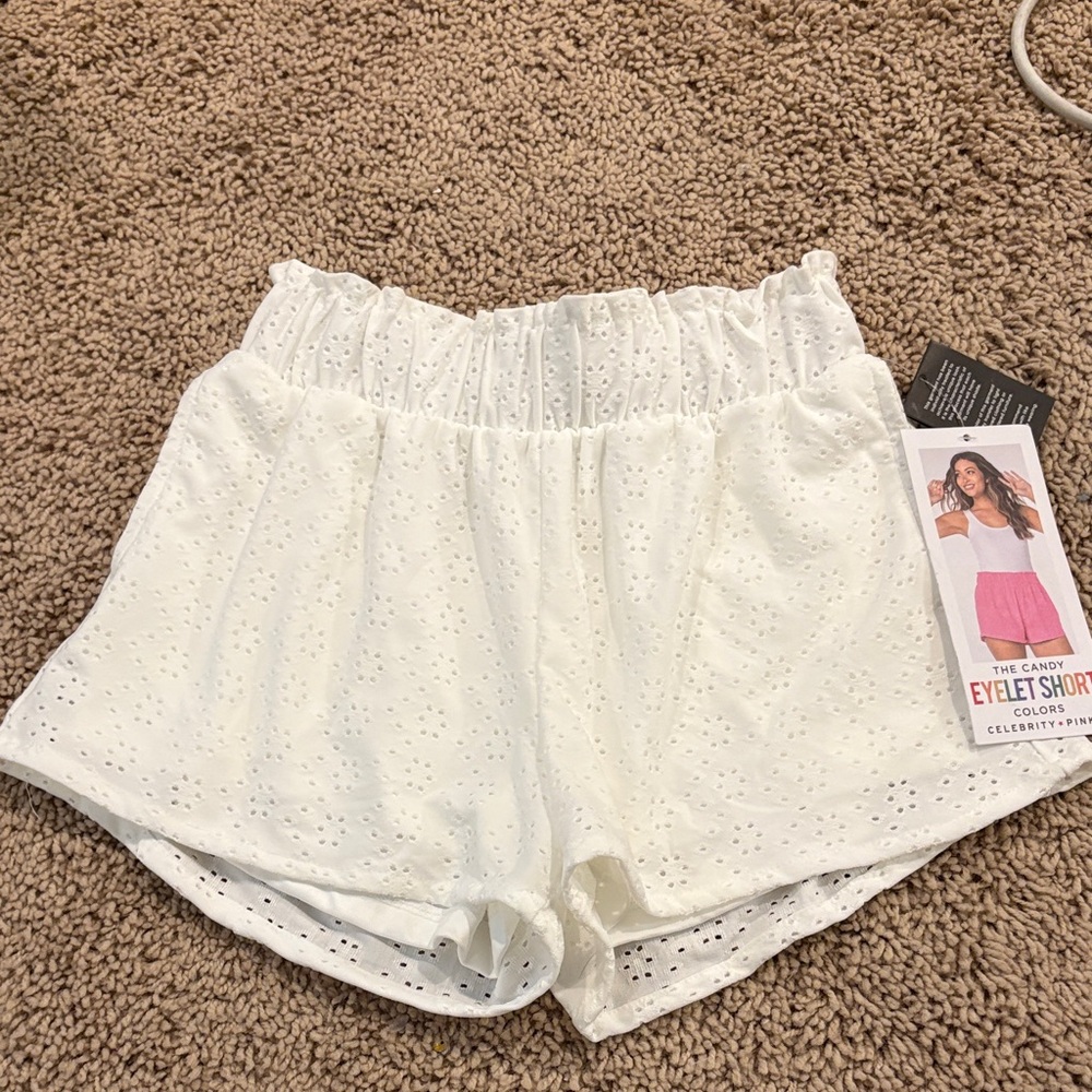 Celebrity Pink White Eyelet High Waist Shorts